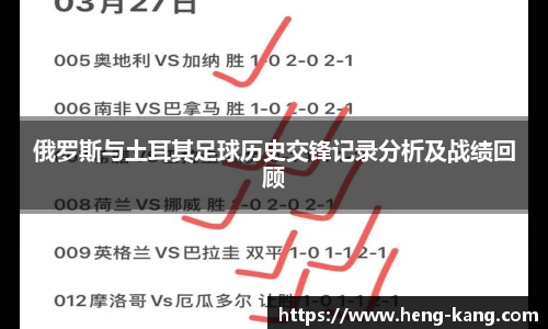 俄罗斯与土耳其足球历史交锋记录分析及战绩回顾